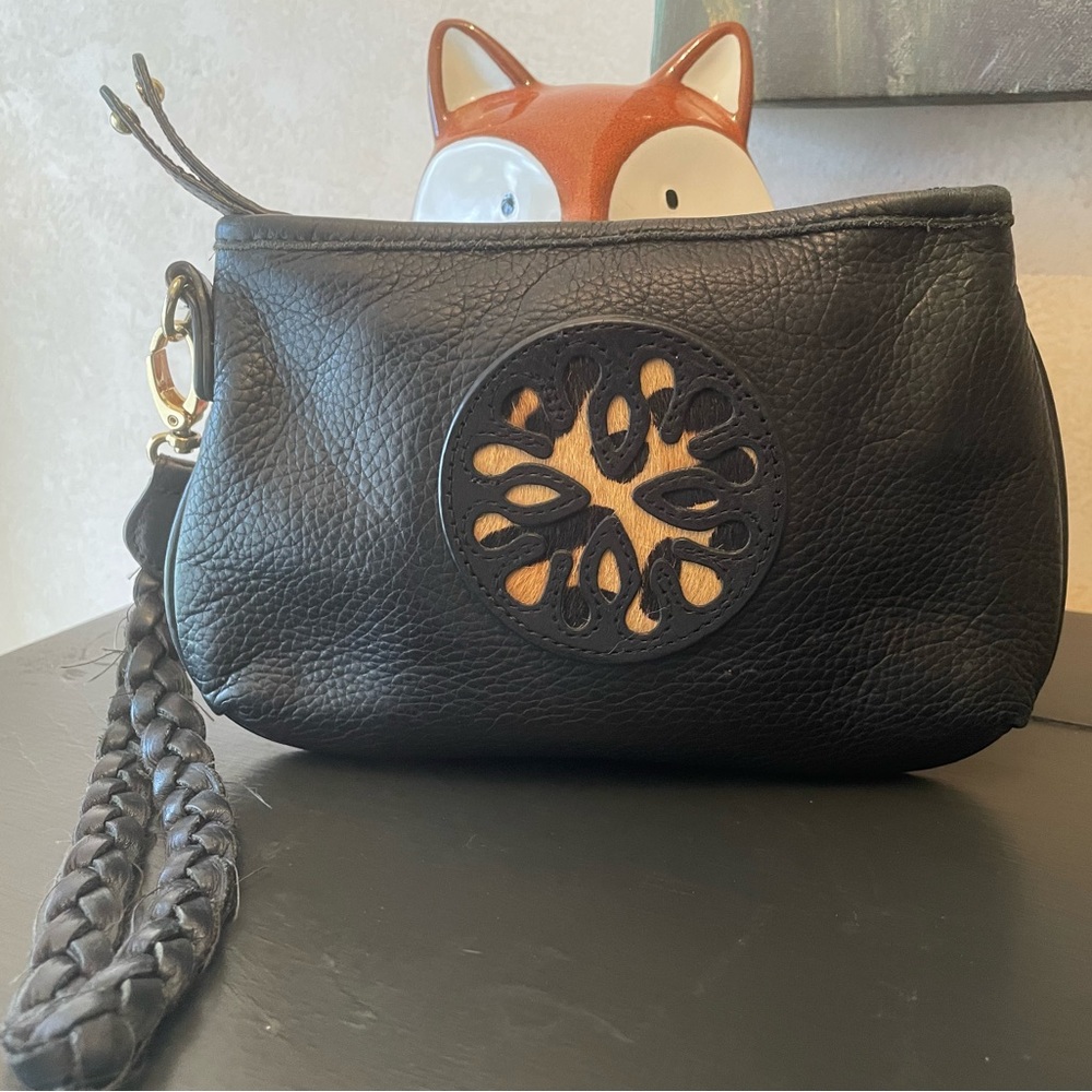 Leather and Calf-Hair Wristlet